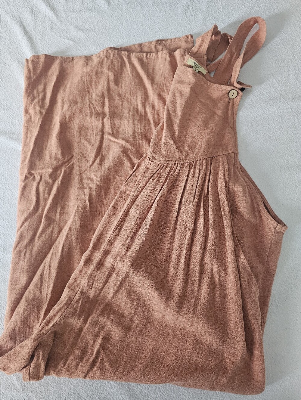 Kori America Boho Wide Leg Overalls Jumpsuit Peach Pink — Size Small